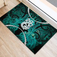 Maori Matariki Manaia Turquoise Rubber Doormat Maori Kowhaiwhai Pattern Galaxy LT01 - Polynesian Pride