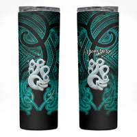 Personalised Maori Matariki Manaia Turquoise Skinny Tumbler Maori Kowhaiwhai Pattern Galaxy LT01 Turquoise - Polynesian Pride