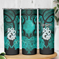 Personalised Maori Matariki Manaia Turquoise Skinny Tumbler Maori Kowhaiwhai Pattern Galaxy LT01 - Polynesian Pride