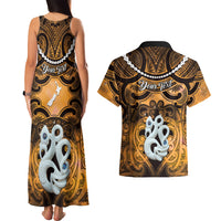 Personalised Maori Matariki Manaia Kowhai Couples Matching Tank Maxi Dress and Hawaiian Shirt Maori Kowhaiwhai Pattern Galaxy LT01 - Polynesian Pride