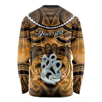 Personalised Maori Matariki Manaia Kowhai Long Sleeve Shirt Maori Kowhaiwhai Pattern Galaxy