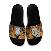 Maori Matariki Manaia Kowhai Slide Sandals Maori Kowhaiwhai Pattern Galaxy
