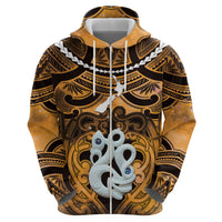 Personalised Maori Matariki Manaia Kowhai Zip Hoodie Maori Kowhaiwhai Pattern Galaxy