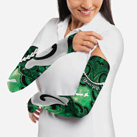 Personalised Maori Matariki Hei Matau Kakariki Arm Sleeves Maori Kowhaiwhai Pattern Galaxy