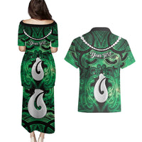 Personalised Maori Matariki Hei Matau Kakariki Couples Matching Puletasi and Hawaiian Shirt Maori Kowhaiwhai Pattern Galaxy LT01 - Polynesian Pride