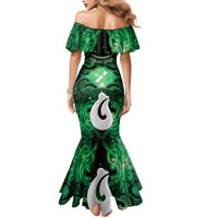 Personalised Maori Matariki Hei Matau Kakariki Family Matching Mermaid Dress and Hawaiian Shirt Maori Kowhaiwhai Pattern Galaxy LT01 - Polynesian Pride