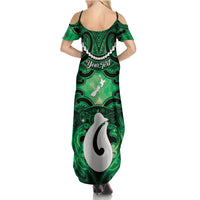 Personalised Maori Matariki Hei Matau Kakariki Family Matching Summer Maxi Dress and Hawaiian Shirt Maori Kowhaiwhai Pattern Galaxy LT01 - Polynesian Pride
