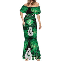 Personalised Maori Matariki Hei Matau Kakariki Mermaid Dress Maori Kowhaiwhai Pattern Galaxy LT01 - Polynesian Pride