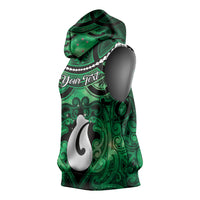 Personalised Maori Matariki Hei Matau Kakariki Sleeveless Hoodie Maori Kowhaiwhai Pattern Galaxy LT01 - Polynesian Pride