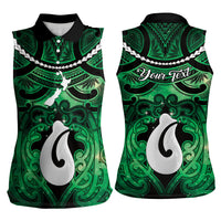 Personalised Maori Matariki Hei Matau Kakariki Women Sleeveless Polo Shirt Maori Kowhaiwhai Pattern Galaxy LT01 - Polynesian Pride