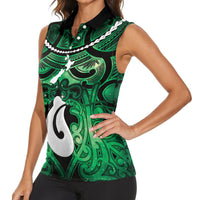 Personalised Maori Matariki Hei Matau Kakariki Women Sleeveless Polo Shirt Maori Kowhaiwhai Pattern Galaxy LT01 - Polynesian Pride