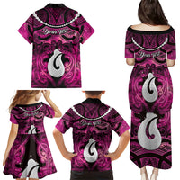 Personalised Maori Matariki Hei Matau Mawhero Family Matching Puletasi and Hawaiian Shirt Maori Kowhaiwhai Pattern Galaxy
