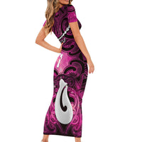 Personalised Maori Matariki Hei Matau Mawhero Family Matching Short Sleeve Bodycon Dress and Hawaiian Shirt Maori Kowhaiwhai Pattern Galaxy LT01 - Polynesian Pride