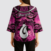 Personalised Maori Matariki Hei Matau Mawhero Kimono Sleeve Blouse Maori Kowhaiwhai Pattern Galaxy