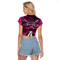 Personalised Maori Matariki Hei Matau Mawhero Raglan Cropped T Shirt Maori Kowhaiwhai Pattern Galaxy