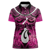 Personalised Maori Matariki Hei Matau Mawhero Women Polo Shirt Maori Kowhaiwhai Pattern Galaxy LT01 Female Pink - Polynesian Pride