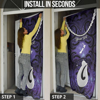 Personalised Maori Matariki Hei Matau Waiporoporo Door Cover Maori Kowhaiwhai Pattern Galaxy LT01 - Polynesian Pride