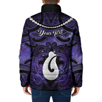 Personalised Maori Matariki Hei Matau Waiporoporo Padded Jacket Maori Kowhaiwhai Pattern Galaxy