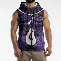 Personalised Maori Matariki Hei Matau Waiporoporo Sleeveless Zip Hoodie Maori Kowhaiwhai Pattern Galaxy LT01 - Polynesian Pride
