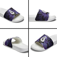 Maori Matariki Hei Matau Waiporoporo Slide Sandals Maori Kowhaiwhai Pattern Galaxy