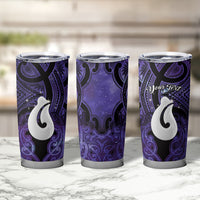 Personalised Maori Matariki Hei Matau Waiporoporo Tumbler Cup Maori Kowhaiwhai Pattern Galaxy LT01 - Polynesian Pride