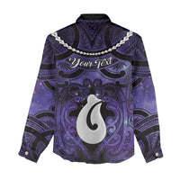 Personalised Maori Matariki Hei Matau Waiporoporo Women Casual Shirt Maori Kowhaiwhai Pattern Galaxy LT01 - Polynesian Pride