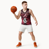 Personalised Maori Matariki Hei Matau Whero Basketball Jersey Maori Kowhaiwhai Pattern Galaxy