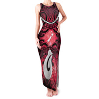 Personalised Maori Matariki Hei Matau Whero Family Matching Tank Maxi Dress and Hawaiian Shirt Maori Kowhaiwhai Pattern Galaxy LT01 Mom's Dress Red - Polynesian Pride