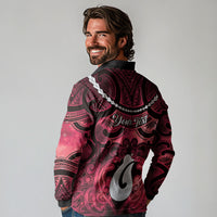 Personalised Maori Matariki Hei Matau Whero Long Sleeve Polo Shirt Maori Kowhaiwhai Pattern Galaxy LT01 - Polynesian Pride