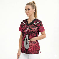Personalised Maori Matariki Hei Matau Whero Scrub Top Maori Kowhaiwhai Pattern Galaxy