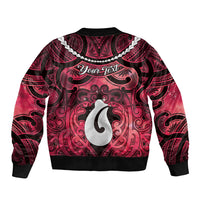 Personalised Maori Matariki Hei Matau Whero Sleeve Zip Bomber Jacket Maori Kowhaiwhai Pattern Galaxy