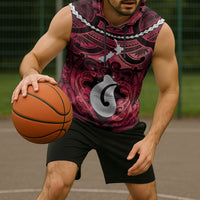 Personalised Maori Matariki Hei Matau Whero Sleeveless Hoodie Maori Kowhaiwhai Pattern Galaxy LT01 - Polynesian Pride