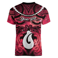 Personalised Maori Matariki Hei Matau Whero Women V-Neck T-Shirt Maori Kowhaiwhai Pattern Galaxy