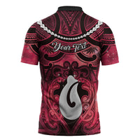 Personalised Maori Matariki Hei Matau Whero Zipper Polo Shirt Maori Kowhaiwhai Pattern Galaxy LT01 - Polynesian Pride