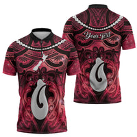Personalised Maori Matariki Hei Matau Whero Zipper Polo Shirt Maori Kowhaiwhai Pattern Galaxy LT01 - Polynesian Pride