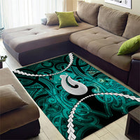 Maori Matariki Hei Matau Turquoise Area Rug Maori Kowhaiwhai Pattern Galaxy LT01 - Polynesian Pride