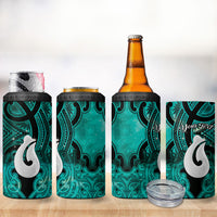 Personalised Maori Matariki Hei Matau Turquoise 4 in 1 Can Cooler Tumbler Maori Kowhaiwhai Pattern Galaxy LT01 - Polynesian Pride