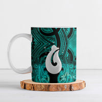 Personalised Maori Matariki Hei Matau Turquoise Ceramic Mug Maori Kowhaiwhai Pattern Galaxy LT01 Turquoise - Polynesian Pride