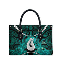 Maori Matariki Hei Matau Turquoise Leather Bag Maori Kowhaiwhai Pattern Galaxy