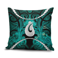 Maori Matariki Hei Matau Turquoise Pillow Cover Maori Kowhaiwhai Pattern Galaxy