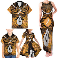 Personalised Maori Matariki Hei Matau Kowhai Family Matching Tank Maxi Dress and Hawaiian Shirt Maori Kowhaiwhai Pattern Galaxy LT01 - Polynesian Pride