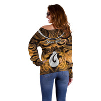 Personalised Maori Matariki Hei Matau Kowhai Off Shoulder Sweater Maori Kowhaiwhai Pattern Galaxy