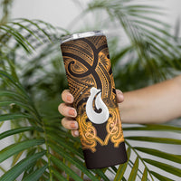 Personalised Maori Matariki Hei Matau Kowhai Skinny Tumbler Maori Kowhaiwhai Pattern Galaxy LT01 - Polynesian Pride