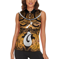 Personalised Maori Matariki Hei Matau Kowhai Women Sleeveless Polo Shirt Maori Kowhaiwhai Pattern Galaxy LT01 - Polynesian Pride