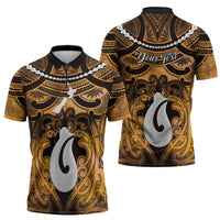 Personalised Maori Matariki Hei Matau Kowhai Zipper Polo Shirt Maori Kowhaiwhai Pattern Galaxy LT01 - Polynesian Pride