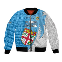 Custom Fiji Rugby Bomber Jacket Come On Fijian Tapa Pattern LT01 Unisex Blue - Polynesian Pride