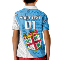 Custom Fiji Rugby Kid Polo Shirt Come On Fijian Tapa Pattern LT01 - Polynesian Pride