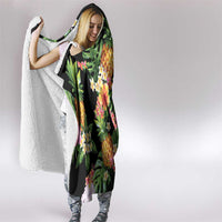 Hawaii Pineapple Tropical Hooded Blanket Colorful Hibiscus Plumeria