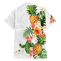 Hawaii Pineapple Tropical Family Matching Puletasi and Hawaiian Shirt Luminous Hibiscus Plumeria