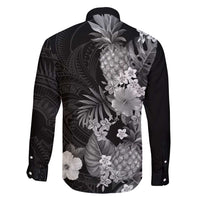 Hawaii Pineapple Tropical Family Matching Short Sleeve Bodycon Dress and Hawaiian Shirt Neutral Hibiscus Plumeria LT01 - Polynesian Pride